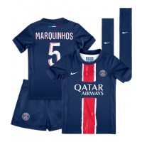 Paris Saint-Germain Marquinhos #5 Heimtrikotsatz Kinder 2024-25 Kurzarm (+ Kurze Hosen)